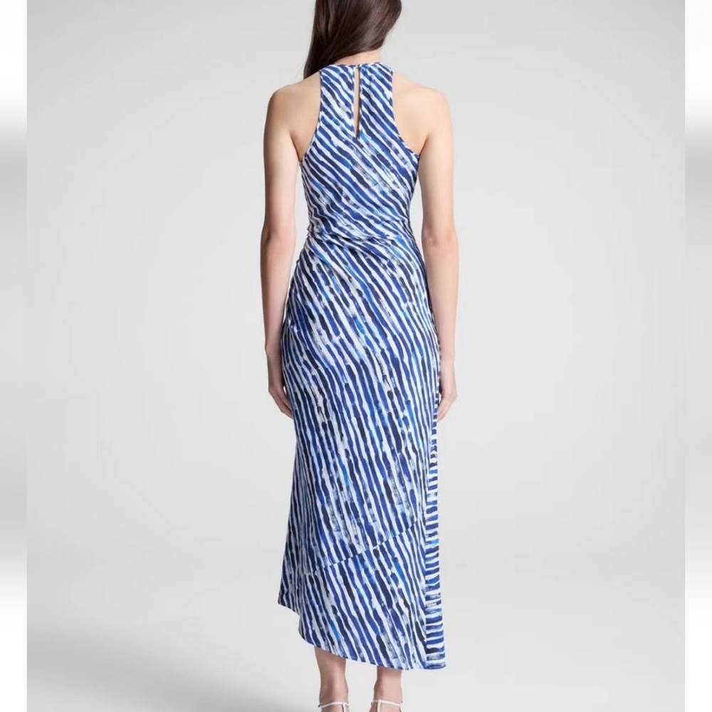A.L.C. Ruby Striped Silk-Linen Midi-Dress